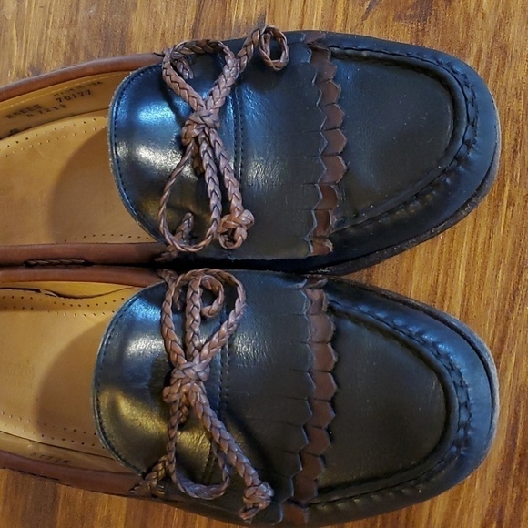 Allen Edmonds Woodstock Black Comfort Loafers 2 tone slip on tassels Sz.8.5 - Picture 8 of 12